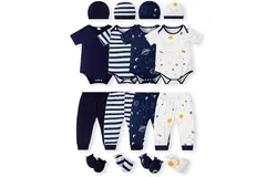 Newborn Baby Boy Girl Clothes Unisex Infant Romper Pants Set Hat 4-Pack Outfits 0-9 Months 16 Pieces Toddler 3-6 Months