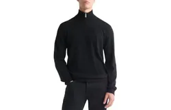 Calvin Klein Fine Merino Wool Blend Quarter Zip Sweater In Black