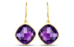 24&period;60 Carat Genuine Amethyst &period;925 Sterling Silver Earrings