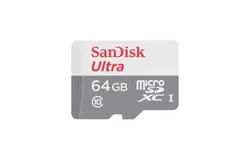 SanDisk Ultra 64GB microSDXC Memory Card UHS-1 Upto 100 MB&sol;s Class 10 Full HD Video with SD Adapter