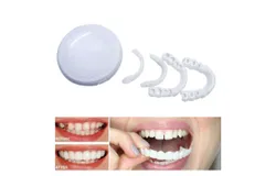 Dentures Teeth Temporary Teeth Perfect Fake Teeth and Whitening Alternative Smile Snap Tooth -1Top&plus; 1Bottom&plus;2Adhesives