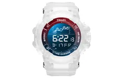 SMAEL 8082 electronic watch student sports large dial waterproof multi-function single display electronic watch-white and blue