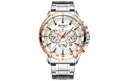 Men&apos;s Watches Auto Date Chronograph Watch Men Sports Watches Waterproof 30M Full Steel Quartz，Gold