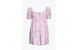 For Love & Lemons Kennedy Floral-Print Open-Back Cotton-Poplin Mini Dress In Light Pink Floral