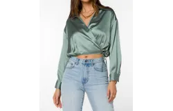 Velvet Heart Jaden Satin Crop In Basil