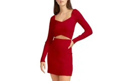 Belle & Bloom Women's C'est Belle Knit Mini Skirt in Red