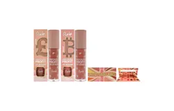 Rude Cosmetics Kit by Rude Cosmetics for Women - 3 Pc Kit 0&period;74 oz United Peachy Nudes - 21 Pressed Pigment and Shadows Palette&comma; 0&period;141 oz High Gloss Profit Lip Lacquer - Bitcoin&comma; 0&period;141 oz High Gloss Profit Lip Lacquer - Pound