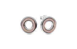 Pandora Women&apos;s Signature Two Tone Logo & Pavé Stud Earrings In Silver