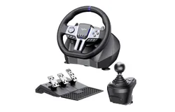 PXN PC Steering Wheel&comma; V9 GEN2 Universal Usb Car Sim 270&sol;900 Degree Race Steering Wheel with 3-Pedals and Shifter Bundle for PC&comma; Xbox One&comma; Xbox Series X&sol;S&comma; PS4&comma; PS3&comma; Switch