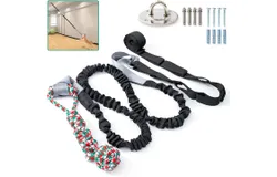 Outdoor Bungee Tug Toy，Dog Toy Hanging from Wall&comma; Interactive Exercise Play Cord & Tether Chew Rope Toy for Large Breed Puppies & Small Dog Adult with Fixed Disk for Wall &lpar;Black&rpar;