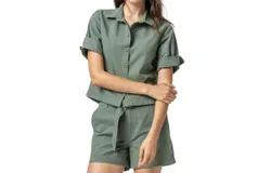 Lilla P Cuff Sleeve Shirt Jacket In Seagrass