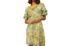 Anna Cate Britt Dress In Green Mosaic