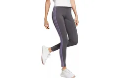 Adidas Tight Fit Athletic Leggings In Heather Grey&sol;violet
