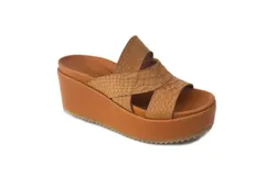 Homers Embossed Slide Wedge Sandal In Rust