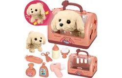 Pet Care Play Set Robot Dog Toys for Kids 12Pcs Puppy Dog Toy Pet Walk Grooming Vet Toys Set with Interactive Electric Dog Plush & Cage Pretend Play Gifts for Girls Toddlers 3 4 5 6 7 8 Year Old