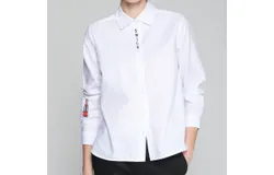 Vilagallo Isabella Shirt Embroidered White Structure Shirt Embroidered White Structure In White