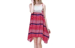 Kori Asymmetrical Aztec Tank Dress In Fuchsia