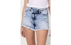 Vervet By Flying Monkey Mid Rise Shorts With Criss Cross Waistband In Holly