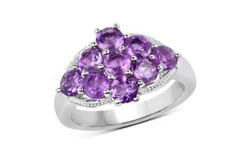 2&period;16 Ct Genuine Amethyst &period;925 Sterling Silver Ring For Women