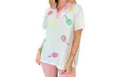 Fantastic Fawn What&apos;s All The Racket Top In White