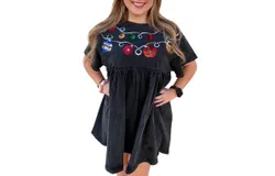 Main Strip Arabella Christmas Sequin Trim Babydol Dress In Washed Charcoal
