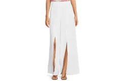 Tyler Boe Linen Front Slit Pant In White
