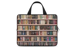 3D Wooden Bookshelf Print Laptop Bag Women Man 10 12 13 15 17 Inch Office Notebook Travel Computer Handbag Waterproof Bag Notebook Cover