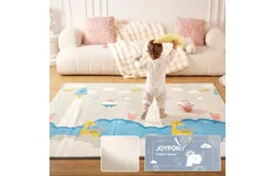Baby Play Mat 79x71x0&period;6 inches&comma; Fabric Cloth Surface Extra Large & Thick Foldable Play Mats for Baby Girls Boys&comma; Waterproof & Anti-Slip Portable Baby Floor Mat for Tummy Time with Travel Bag