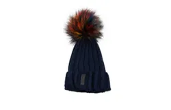 Maniere Ribbed Merino Wool Hat With Pom In Navy
