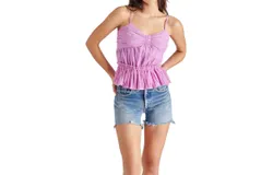 Steve Madden Solange Ruched Peplum Camisole In Berry