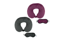 2 Memory Foam Travel Pillows with Sleep Masks – Ultimate Comfort for Couples on the Go