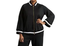 Always For Me Plus Size Hudson Bomber Jacket In Black
