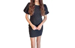 Idem Ditto Stretchy Textured Dress In Black