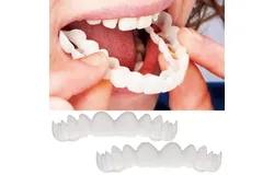 2 Piece Upper And Lower Premium Dentures Instant Smile Comfort Fit Elastic Cosmetic Teeth Denture Top-r