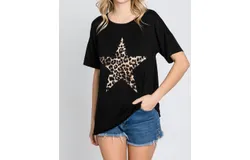 Heimish Usa Leopard Star Tee In Black