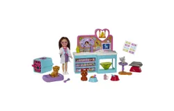 Barbie Chelsea Doll and Accessories&comma; Pet Vet Playset with Doll&comma; 4 Animals and 18 Pieces