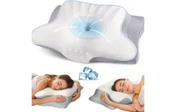 Cervical Neck Pillow for Pain Relief - Ergonomic Memory Foam Pillows for Sleeping&comma; Cooling Side Sleeper Pillow for Neck Support&comma; Contour Orthopedic Bed Pillow for Back Stomach Sleepers