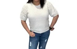 Saltwater Luxe Doc Short Puff Sleeve Knit Sweater In White