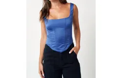 Reign The Label Satin Corset Tank In Blue