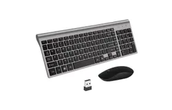 Wireless Keyboard and Mouse&comma; Vssoplor 2&period;4GHz Rechargeable Compact Quiet Full-Size Keyboard and Mouse Combo with Nano USB Receiver &comma;GRAY