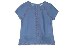 Poppet & Fox Girl&apos;s Jodhpur Short Sleeve Blouse In Indigo