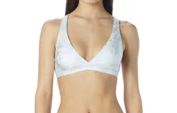 Carmen Marc Valvo Deluxe Strappy Back Triangle Bikini Top In Cmv White