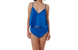 Bluebella Faye Luxury Satin Cami Top And Short Set In Egyptian Blue