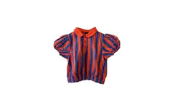 Bonmot Girl&apos;s Allover Vertical Stripe Shirt In Saffron