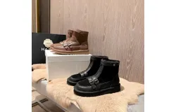 daertu Sheep wool snow boots for women plus velvet warm flat winter new anti-slip ultra-light boots