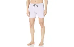BOSS Men&apos;s Standard Solid Swim Trunk with Iconic Side Stripe&comma; Salt