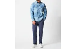 Billy Reid Patchwork Shoals Overshirt In Denim
