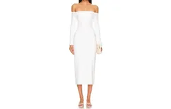 Enza Costa Off-Shoulder Midi Dress In Off White