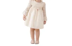 My Vintage Kid Girls Crochet Dress In Beige