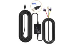Dash Cam Hardwire Kit&comma; Universal Hardwire Kit 3&period;5M Car Camera Charging Power Cable Kit 12V 24V to 5V Power Adapter with Safety Chip&comma; Suitable for Dash Cam&comma; GPS Navigator&comma; Radar Detector&comma; Satellite Navigation&period; &lpar;TYPEC straight 2&period;5A safety film set&rpar;
